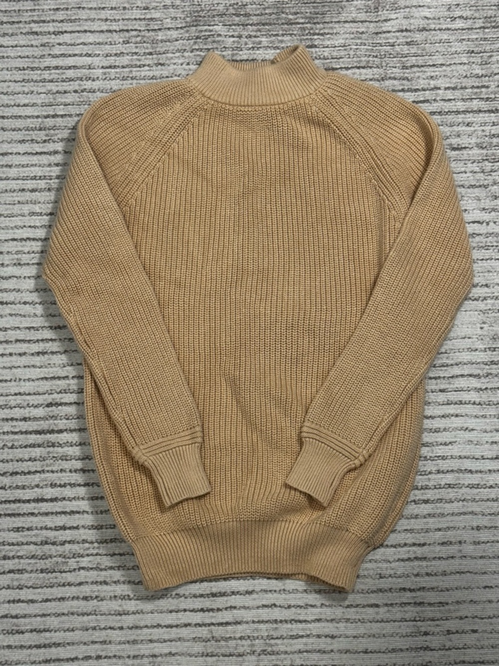 Talbots Sweater Womens Medium Tan Chunky Knit Crewneck Cozy Classic Pullover